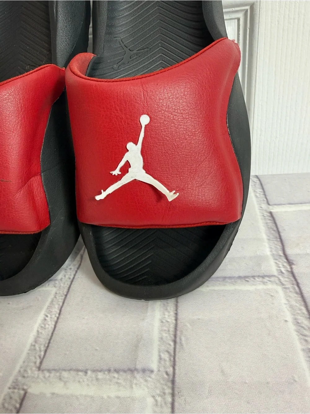 Jordan Red & Black Slide Sandals Youth Size 7Y | Comfortable Casual Slides